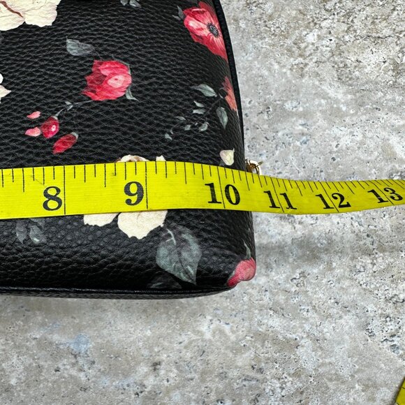 Like Dreams Black Floral Crossbody Handbag Purse Faux Leather Bow Accent New - Picture 9 of 11